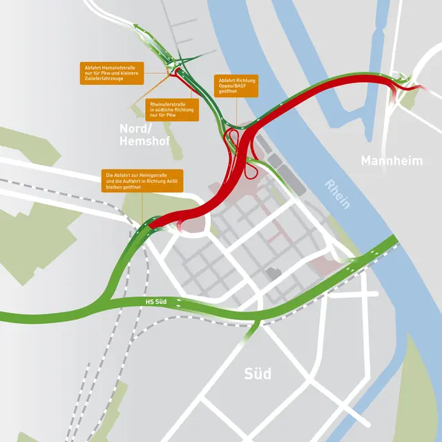 Auf dem Abschnitt gilt nach der vorzeitigen Öffnung weiterhin Tempo 30. | Foto: Stadt Ludwigshafen