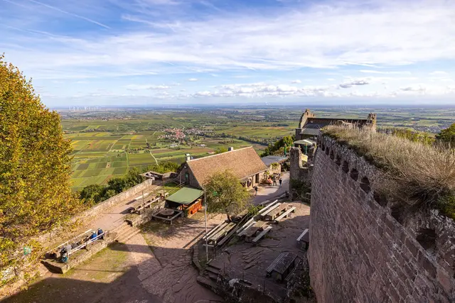 Blick von der Madenburg über die Rheinebene: Die Burgschänke wird weiterhin von Sven Buchwald geführt. | Foto: CC-BY Pfalz Touristik, Heimatlichter GmbH