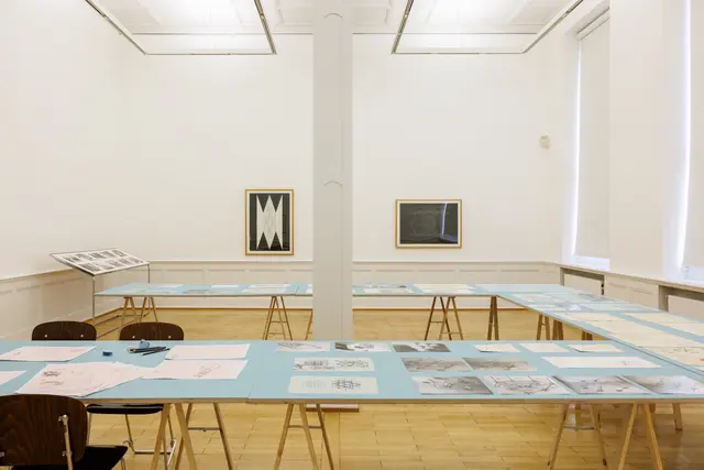 Ausstellungsansicht, Stefan Bertalan: Ich habe 130 Tage mit einer Sonnenblume gelebt, Badischer Kunstverein, Karlsruhe 2025. | Foto: Felix Grünschloß