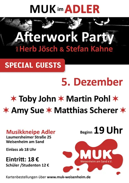 MUK-Afterworkparty mit Toby John, Amy Sue, Martin Pohl, Matthias Scherer sowie Stefan Kahne &amp; Herb Jösch | Foto: MUK Weisenheim am Sand e.V.