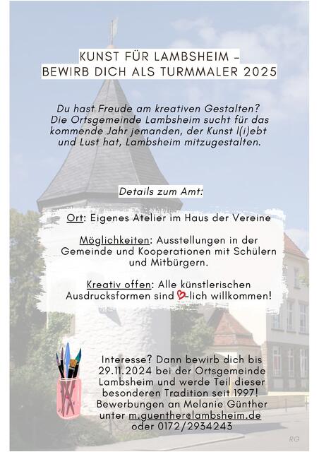 Turmmaler/in 2025 gesucht | Foto: Ortagemeinde Lambsheim