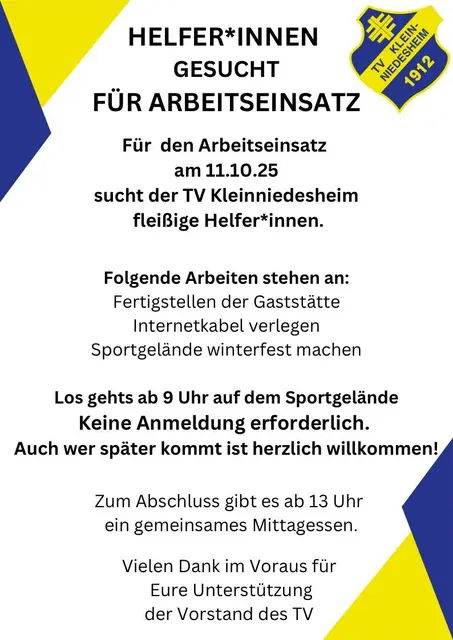 Arbeitseinsatz am 11.10.2025 | Foto: TV Kleinniedesheim (2025)