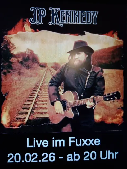 Das erste musikalische Ereignis im Fuxxe 2026 ist vorbei und schon steht das nächste Event  bevor, ganz nach dem Motto: nach dem Gig ist vor dem Gig !
Erlebt mit uns JP Kennedy im Fuxxe und freut euch auf sein Repertoire aus Folk, Irish und Pop Balladen. 
Wir freuen uns auf JP und natürlich auf euer zahlreiches Erscheinen und Mitsingen !
Am 20.02.26, ab 20 Uhr geht es los und der Eintritt ist natürlich frei !
(Reservierungen unter 06235-3411 oder direkt bei uns an der Theke !) | Foto: GUBO 