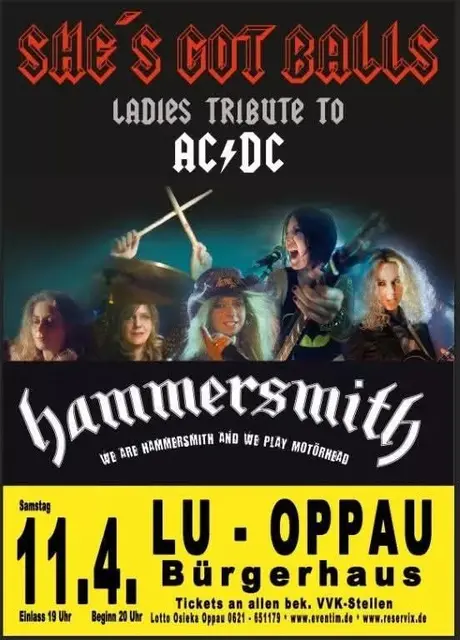 HAMMERSMITH,gegr. 2007 in Mannheim ,sind die authentischste " Vintage " - Motörhead-Tribute-Band.

Sie beziehen ihr Repertoire größtenteils aus der " klassischen " Besetzung von 1977-82.

HAMMERSMITH stellt eindrucksvoll unter Beweis,dass die Band zur Elite deutscher Heavy - Metal -Tributebands gehört.

Die Gruppe ist exelent eingespielt,im Sound vom Original  fast nicht zu unterscheiden und die Auswahl der Lieder ist famos. | Foto: Steven Nicks